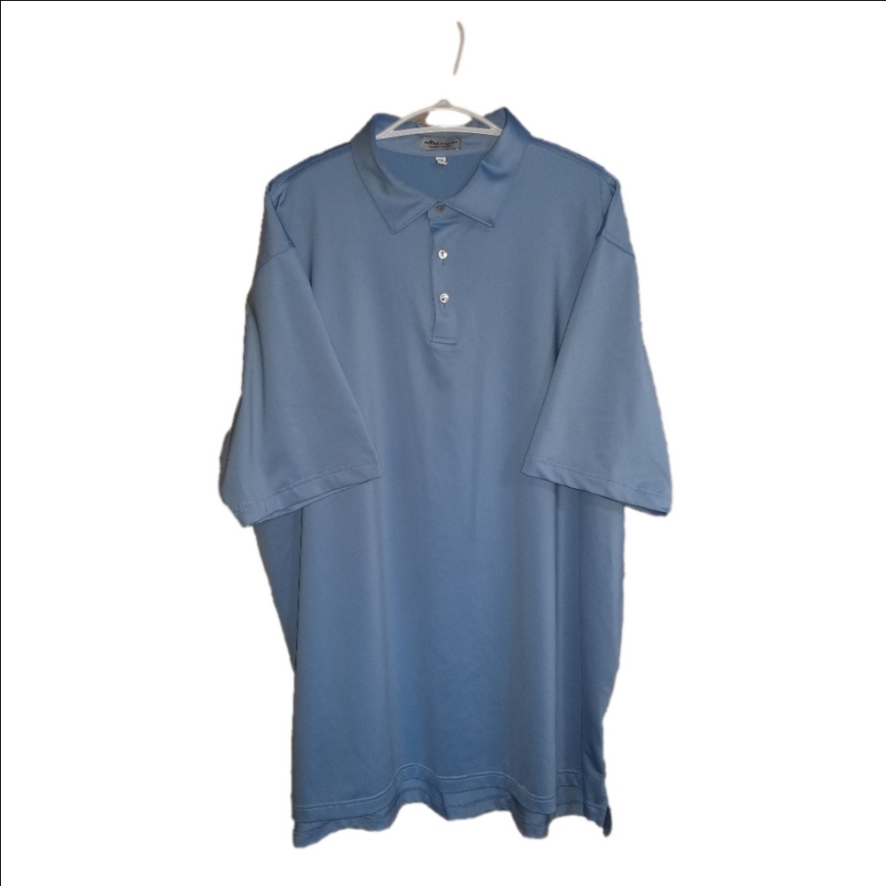 Peter Millar Summer Comfort Solid Blue Short Sleeve Golf Polo Label Size XXL